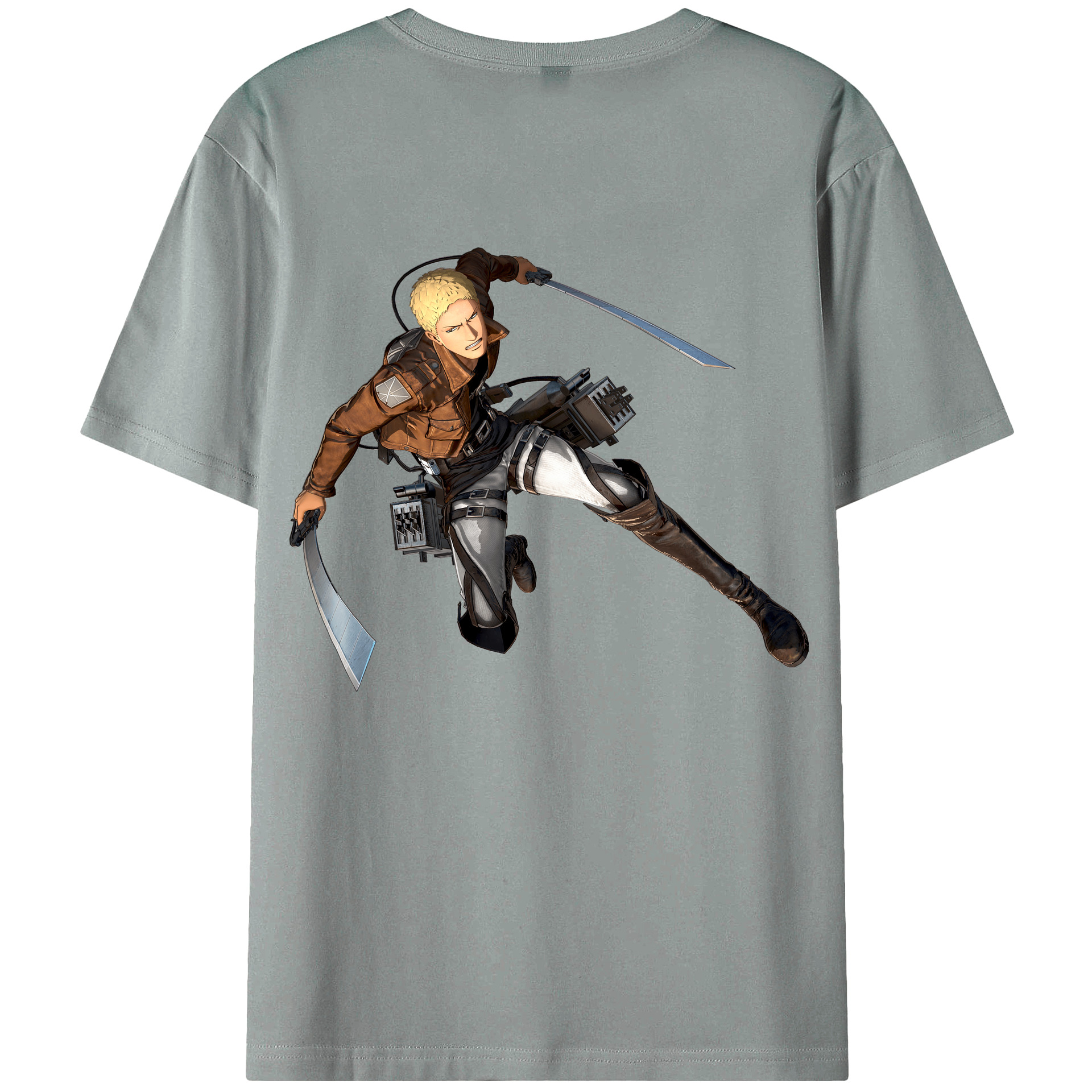 （画像用） 進撃の巨人 ライナー・ブラウン Attack on Titan Reiner Braun 綿100％ メンズ半袖Tシャツ（バックプリント） 通気性